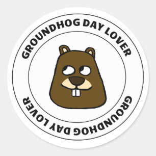Groundhog Day Lover Runder Aufkleber