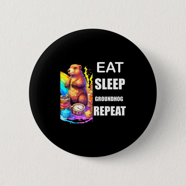 Groundhog Day Regenbogen Stolz Vielfalt Harmonie L Button (Vorderseite)
