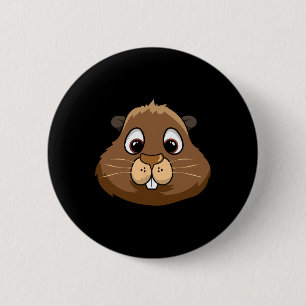 Groundhog Day Rodent Head Gesicht Kostüm Niedlich Button
