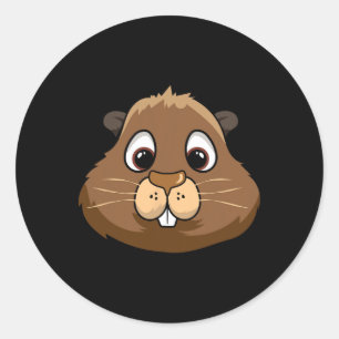 Groundhog Day Rodent Head Gesicht Kostüm Niedlich  Runder Aufkleber