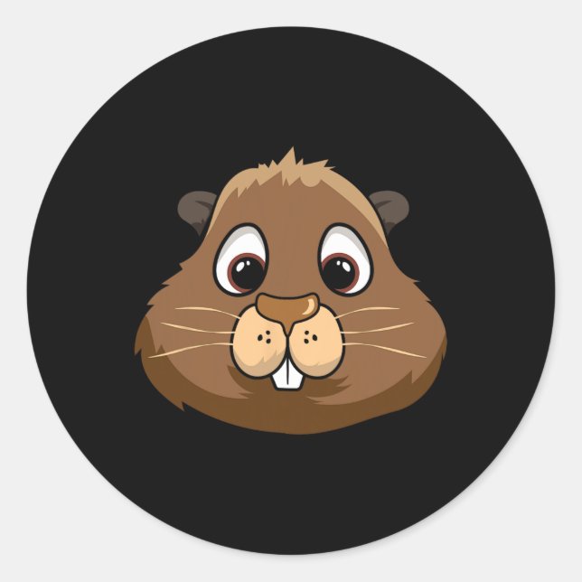 Groundhog Day Rodent Head Gesicht Kostüm Niedlich  Runder Aufkleber (Vorderseite)