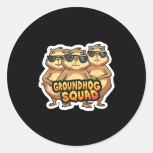 Groundhog Day Squad Lustiger Frühling Februar Punx Runder Aufkleber
