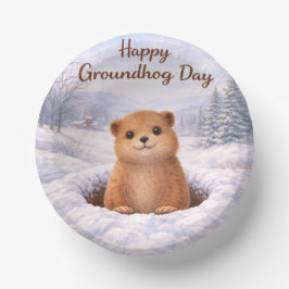 Groundhog Day-themed paper plates Pappteller