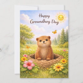 Groundhog day watercolor feiertagskarte