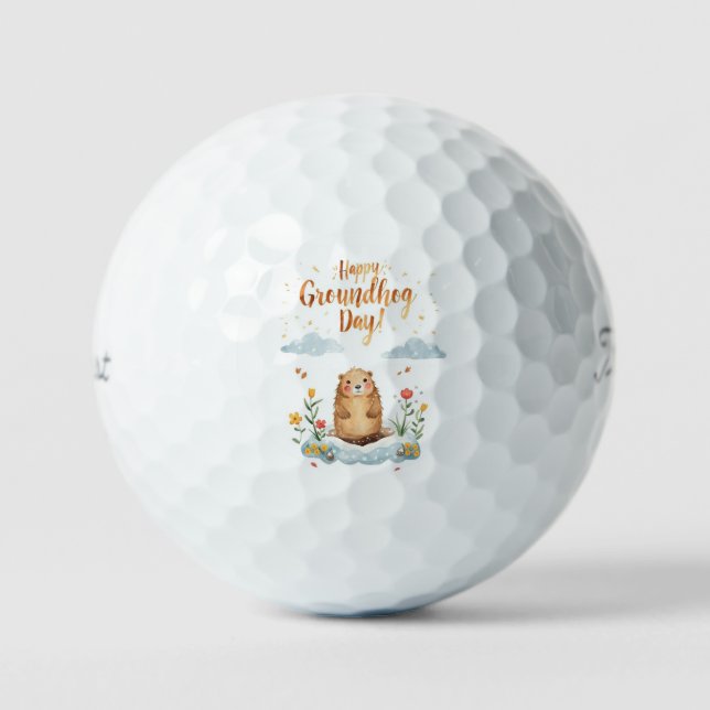 Groundhog day watercolor golfball (Vorderseite)