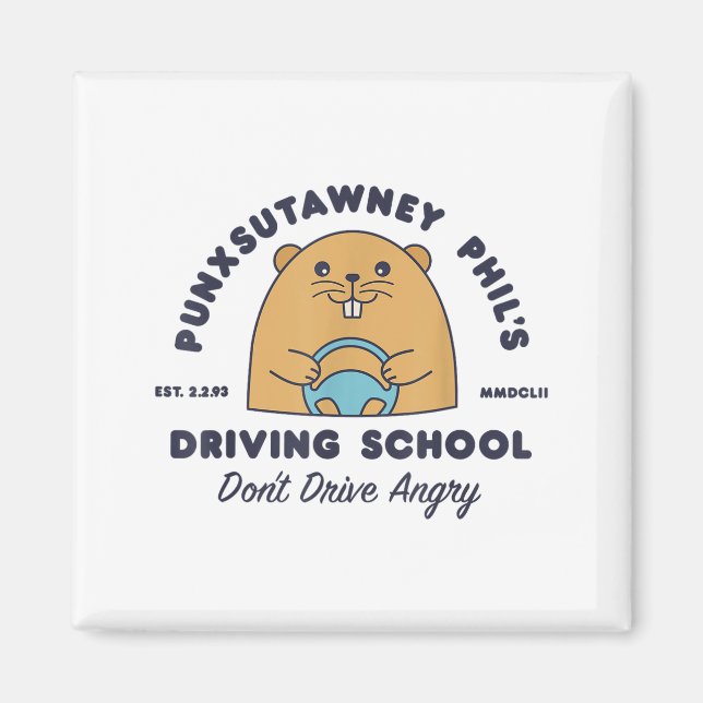 Groundhog Driving School Funny Men Women Retro Rod Magnet (Vorne)