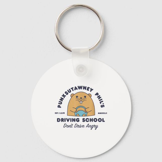 Groundhog Driving School Funny Men Women Retro Rod Schlüsselanhänger (Vorderseite)