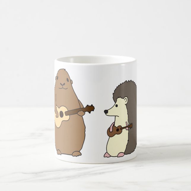 Groundhog, hérisson, et tasse d'ukulélés (Centre)
