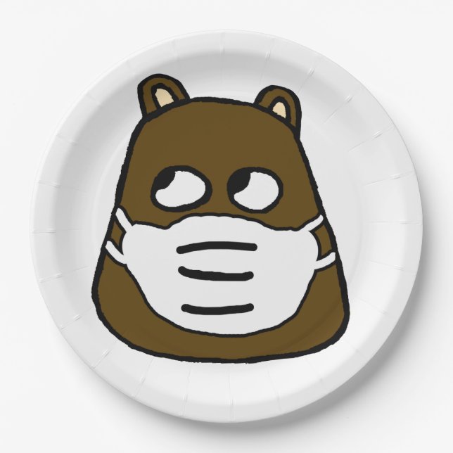 Groundhog in Gesichtsmaske Pappteller (Vorderseite)