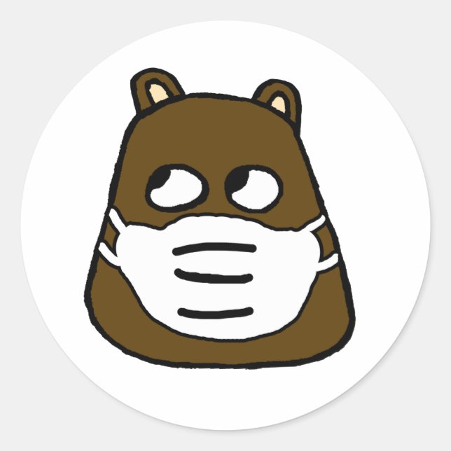 Groundhog in Gesichtsmaske Runder Aufkleber (Vorderseite)