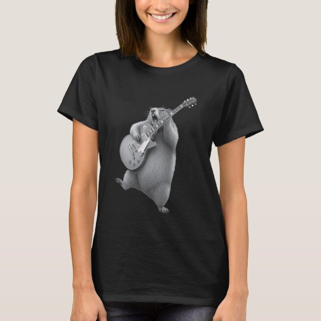 Groundhog Playing Guitar Rock Happy Groundhog Day  T-Shirt (Vorderseite)