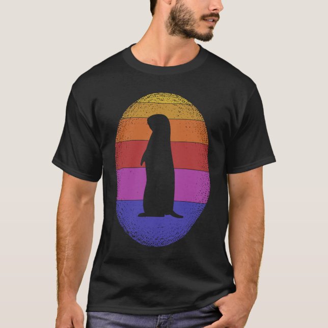 Groundhog Retro Sunset Colors Silhouette  Style Vi T-Shirt (Vorderseite)