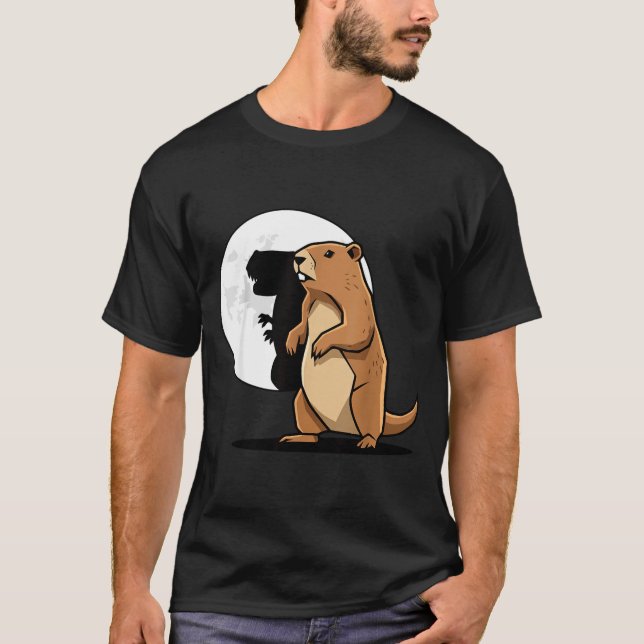 Groundhog Shadow Dinosaur Puppet Happy Groundhog D T-Shirt (Vorderseite)