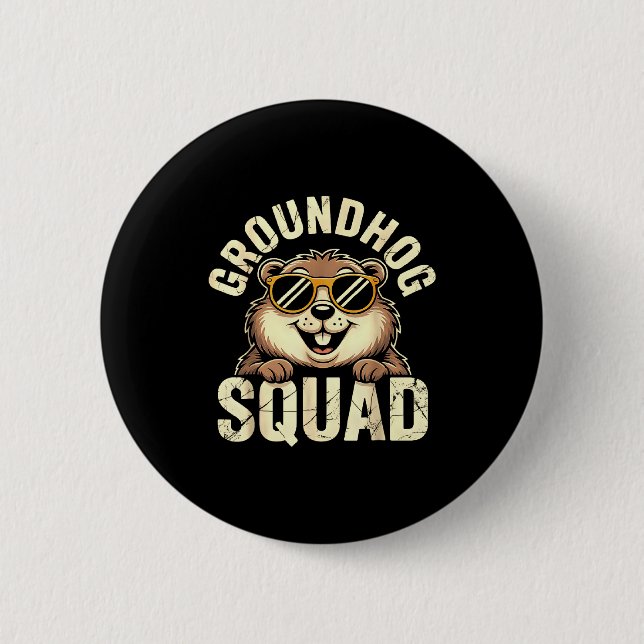 Groundhog Squad 2026 Frohen Tag des Murmeltiers  Button (Vorderseite)