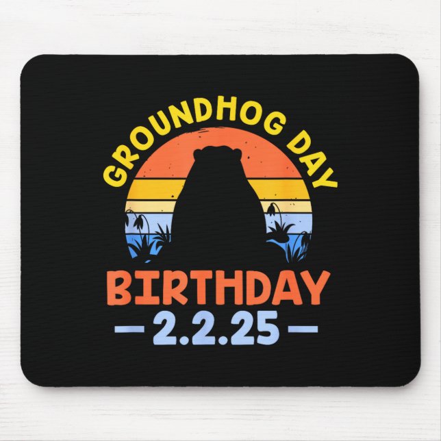Groundhog-Tag-Geburtstag 2.2.25 Retro  Mousepad (Vorne)