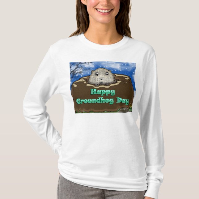 Groundhog Tagesdamen langes Sleve T-Shirt (Vorderseite)