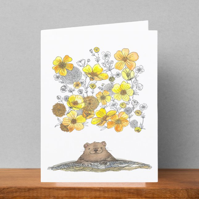 Groundhog und Buttercups Niedliche Wasserfarbenlee Dankeskarte (Von Creator hochgeladen)