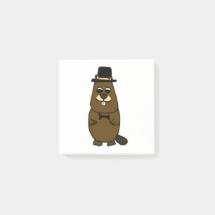 Groundhog verkleidet post-it klebezettel