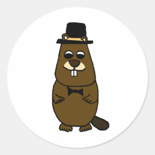 Groundhog verkleidet runder aufkleber
