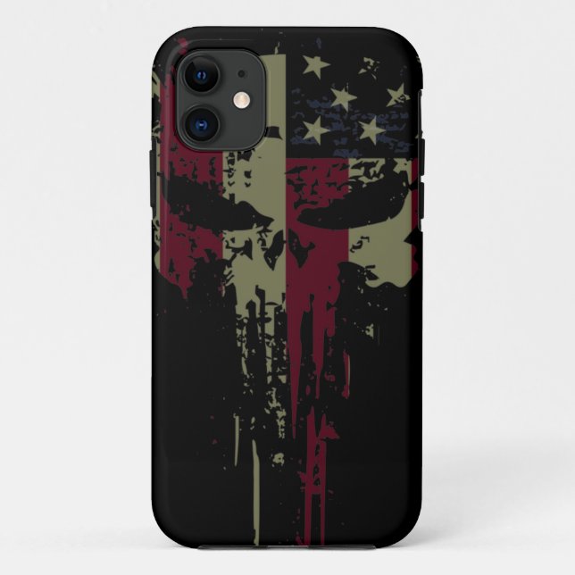 Grounge America Skull Case-Mate iPhone Case (Rückseite)
