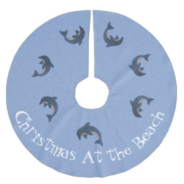 Group Blue White Jumping Delphine Weihnachten Polyester Weihnachtsbaumdecke