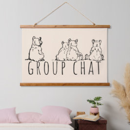 Group Chat Cute Bears Wandteppich Mit Holzrahmen