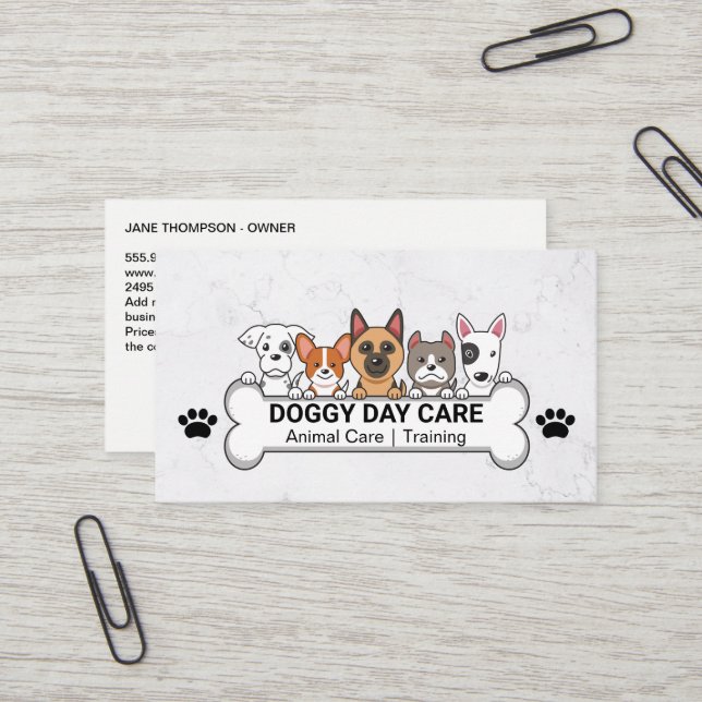 Group of Dogs | Dog Bone | Pet Care Visitenkarte (Vorderseite/Rückseite Beispiel)