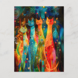 Group of Modern Cat Design in Cosmic Galaxy Postkarte
