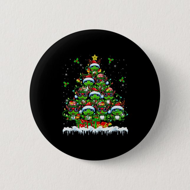Group Santa Reindeer Elf Frogs Xmas Tree Colorful  Button (Vorderseite)