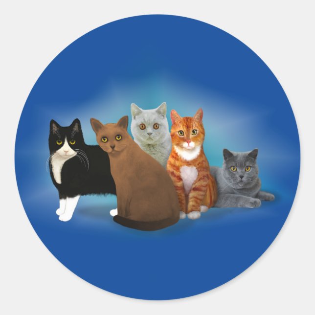 Groupe de Beaux Chats pour Stickers Amoureux de le (Devant)