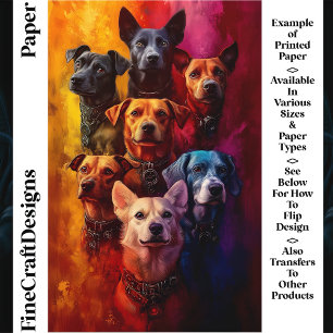 Groupe de chiens, fond vibrant papier craft CT6