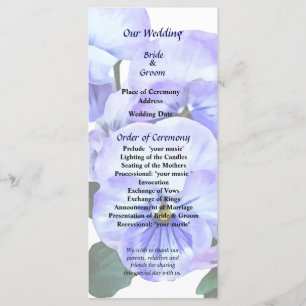 Groupe de Pansies violettes et programme de mariag