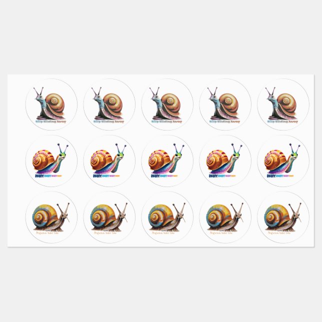 Groupe Motovationnel De 3 Stickers Snail Différent (Feuille)
