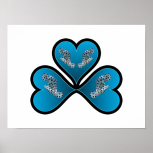 Grouper Twins - 3 Schwarz umrandete blaue Herzen Poster