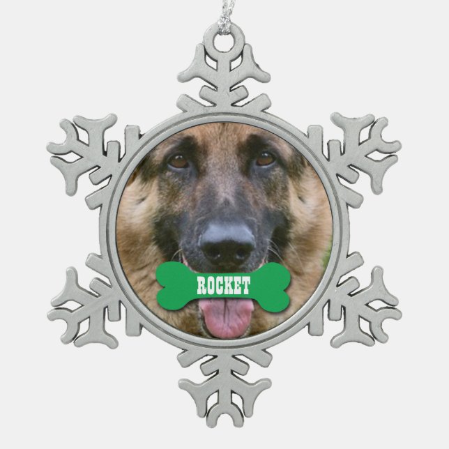 GROUPON Foto-Haustier mit kundenspezifischem Schneeflocken Zinn-Ornament (Vorderseite)