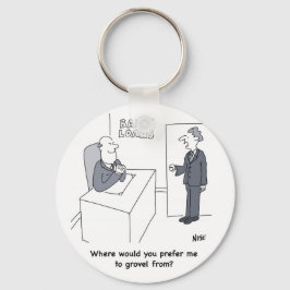 Grovel at Bank Loans Office. Funny Bank Cartoon Schlüsselanhänger