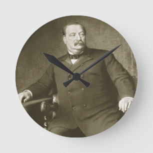 Grover Cleveland, 22nd and 24th President of th Un Runde Wanduhr