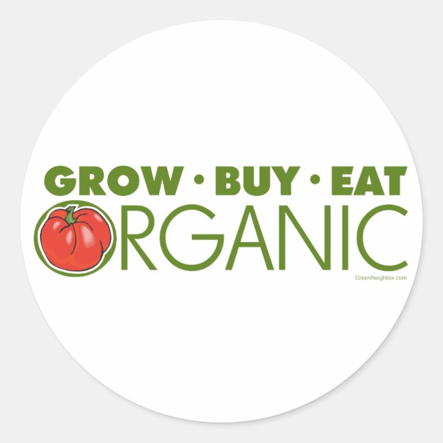 Grow, kaufe, esse Bio Runder Aufkleber (Vorderseite)