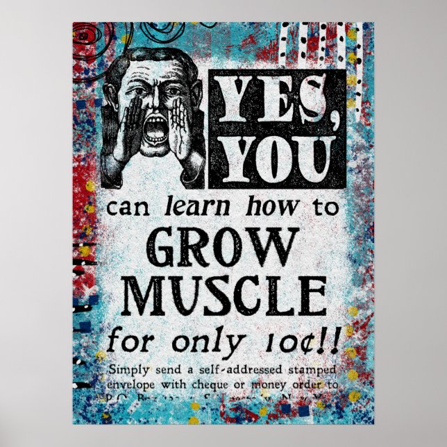 Grow Muscle Poster - Funny Vintage Ad (Vorne)