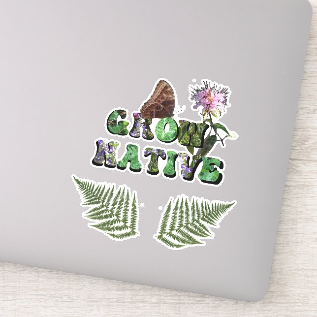 "Grow Native!" mit Farn-Blätter Aufkleber (Detail)