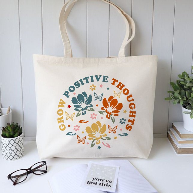 Grow positive Gedanken, Lehrer Wertschätzung Gesch Tragetasche (Grow Positive Thoughts tote bag, teacher appreciation gift)