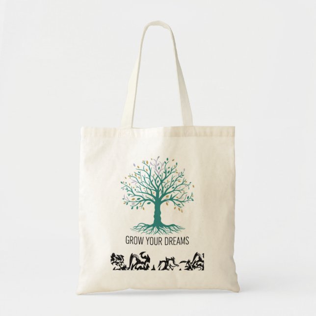 Grow Your Dreams Inspirational Motivational Grocer Tragetasche (Vorne)
