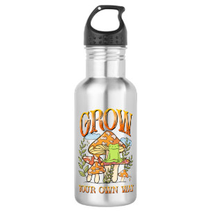 "Grow your own way" Frosch und Pilze vermitteln Edelstahlflasche