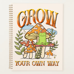 "Grow your own way"   Frosch und Pilze vermitteln Planer