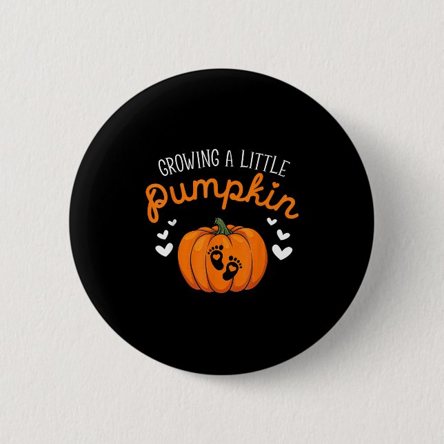 Growing A-little Pumpkin Halloween Pregnancy Annou Button (Vorderseite)