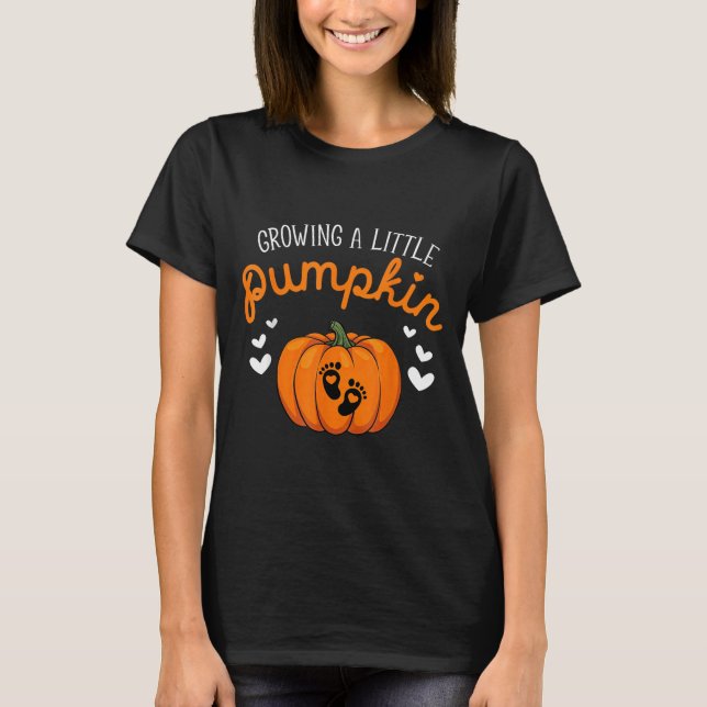 Growing A-little Pumpkin Halloween Pregnancy Annou T-Shirt (Vorderseite)