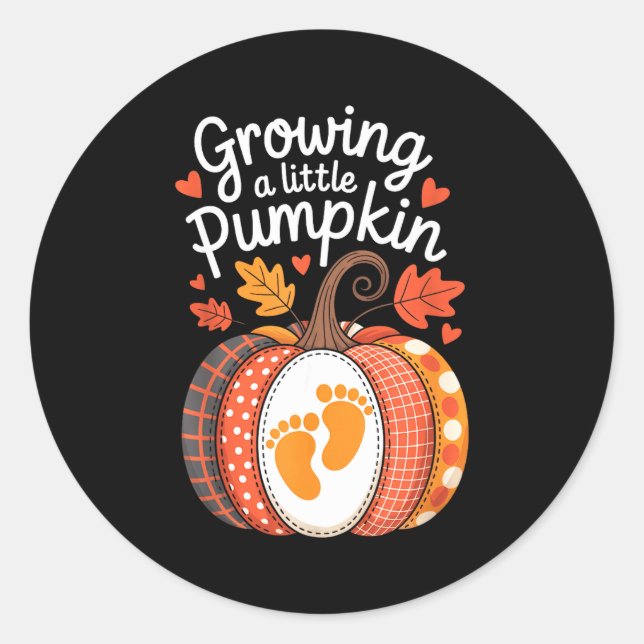 Growing A Little Pumpkin Maternity Pregnancy Thank Runder Aufkleber (Vorderseite)