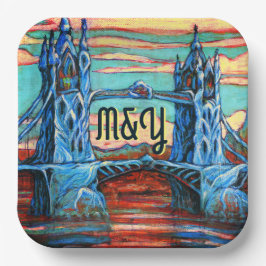 Growing Bridge in einer fantasievollen Stadt Dinne Pappteller