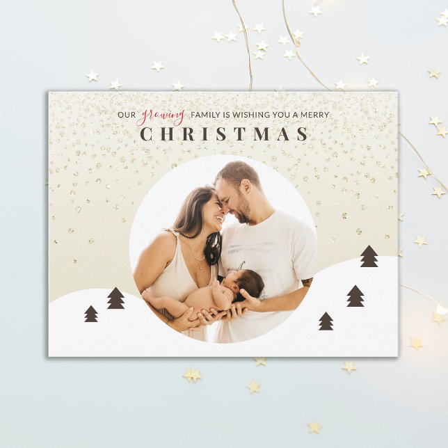 Growing Family Foto Frohe Weihnachten Postkarte (Von Creator hochgeladen)