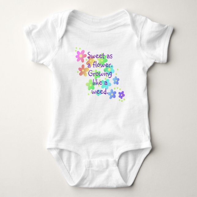 "Growing like a weed" Funny Rainbow Baby Bodysuit Strampler (Vorderseite)